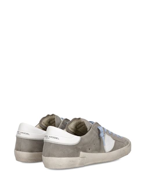 Sneakers uomo basse in pelle grigio/celeste PHILIPPE MODEL | PRLUXS18
